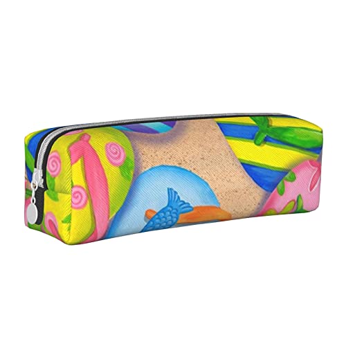 FJQWKLF Lustige Flip-Flops-Hausschuhe, stilvolles Federmäppchen aus Leder – Sorgen Sie für Ordnung bei Ihren Schreibwaren! von FJQWKLF