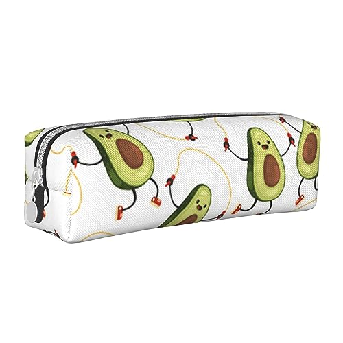 FJQWKLF Lustiges, stilvolles Federmäppchen aus Leder mit Avocado-Cartoon-Motiv – Sorgen Sie für Ordnung bei Ihren Schreibwaren! von FJQWKLF