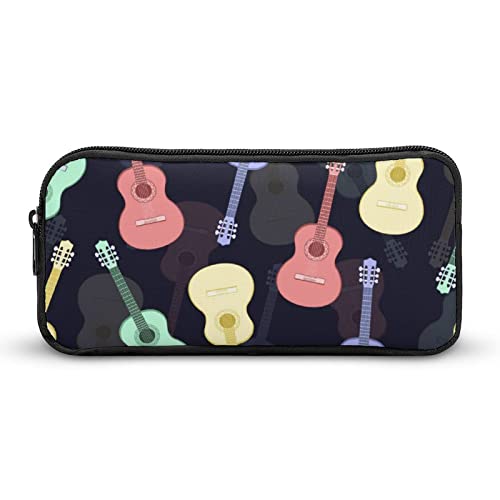 FJQWKLF Mehrfarbige Gitarren bedrucktes Federmäppchen, Stiftebeutel, Halter, Beutel, Schreibwarenbox, Make-up-Organizer, Aufbewahrungstasche von FJQWKLF