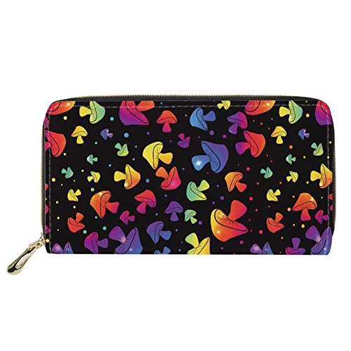 FJQWKLF Neuheit Pilz Bunte Druck Reißverschluss Kartenetui Handy Geldbörse für Frauen wasserdichte Clutch Bag Geldbörse von FJQWKLF