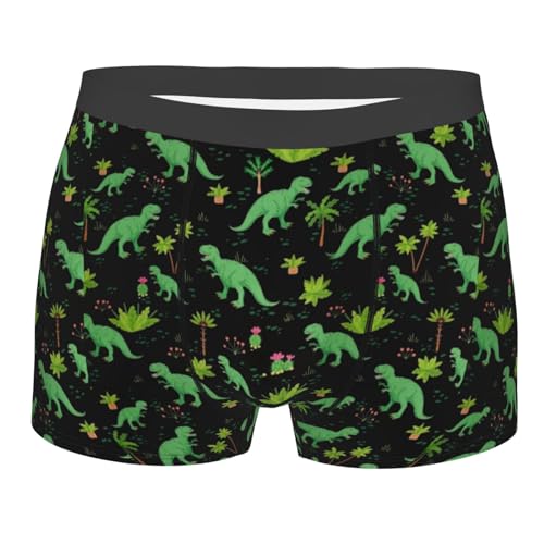 FJQWKLF Niedliche Dinosaurier-Boxershorts für Herren, atmungsaktiv, feuchtigkeitsableitende Unterwäsche, Größe L von FJQWKLF