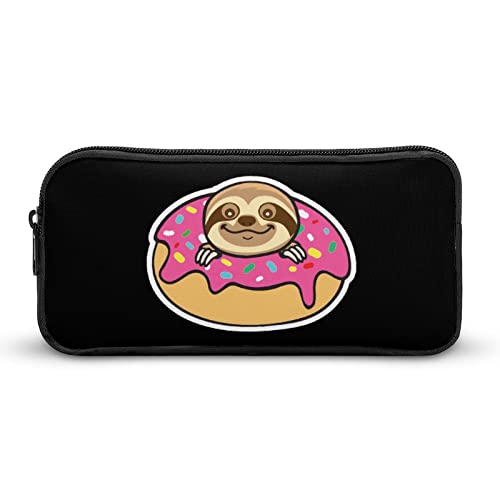 FJQWKLF Niedliche Donuts und Faultiere, bedrucktes Federmäppchen, Stiftebeutel, Halter, Beutel, Schreibwarenbox, Make-up-Organizer, Aufbewahrungstasche von FJQWKLF