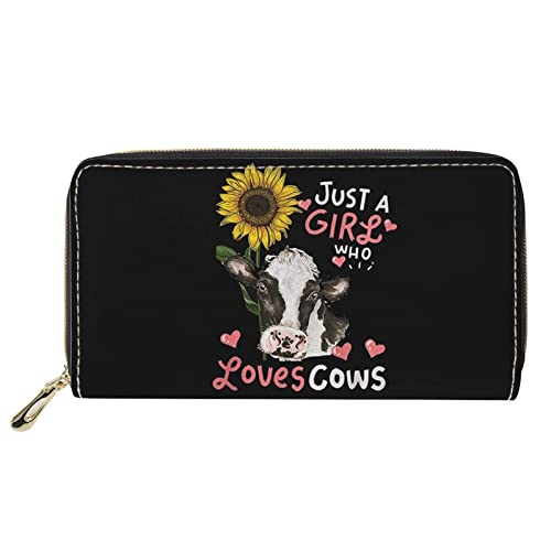 FJQWKLF Niedliche Milchkuh-Muster-Frauen-Kartenhalter-Geldbörsen-Münzen-Geldbörse Nur EIN Gril, der Design-tragbare Handtaschen liebt von FJQWKLF