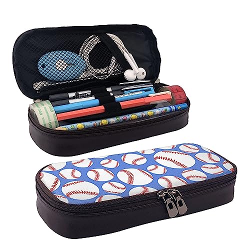 FJQWKLF Niedliche und stilvolle Stifttasche mit robustem Reißverschluss, langlebige Make-up-Tasche, Bleistiftbox für das College, kompatibel mit Baseballs Blue Pencil Bag von FJQWKLF