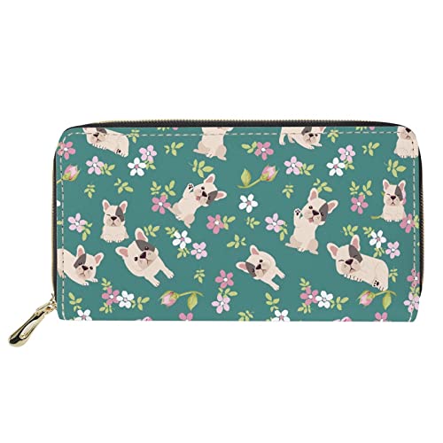 FJQWKLF Niedlicher Welpe Blumenmuster Mädchen Beutel Kleingeld Geldbörse Geldbörse Reißverschluss Kreditkarte Hloder von FJQWKLF