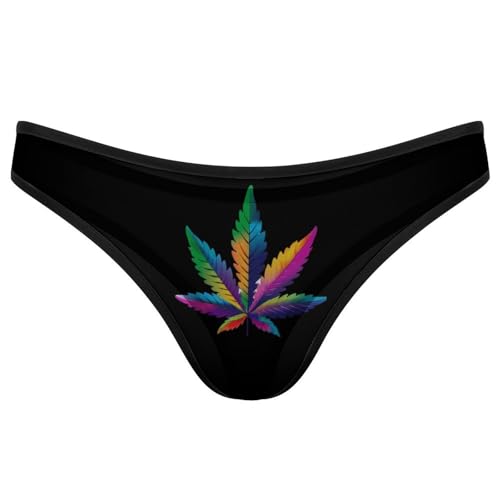 FJQWKLF Rainbow Weed Leaf Damen Mesh G-String Tanga Sexy Slips Höschen Atmungsaktive Unterwäsche T-Rücken Medium FJQWKLF Rainbow Weed Leaf Damen Mesh G-String Tanga Sexy Slips Höschen Atmungsaktive Unterwäsche T-Rücken Medium von FJQWKLF