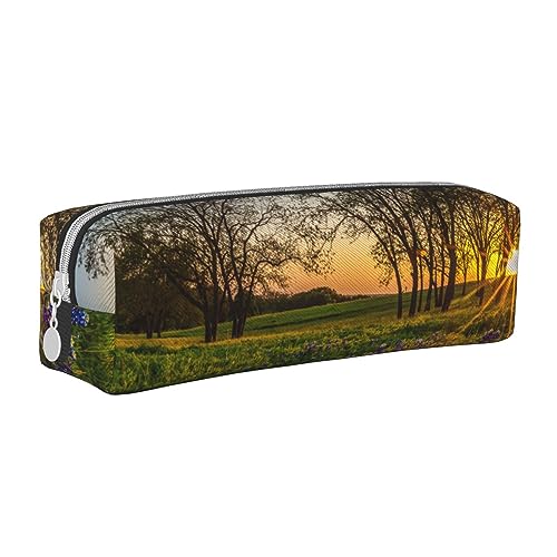 FJQWKLF Stilvolles Federmäppchen aus Leder mit Blauer Ölfarbenstruktur – Sorgen Sie für Ordnung bei Ihren Schreibwaren! von FJQWKLF