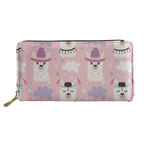 FJQWKLF Tier Bedruckte PU-Leder-Frauen-Handtasche Lange Geldbörse Alpaka #2 von FJQWKLF