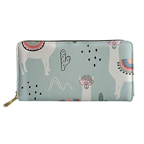 FJQWKLF Tier Bedruckte PU-Leder-Frauen-Handtasche Lange Geldbörse Alpaka #3 von FJQWKLF