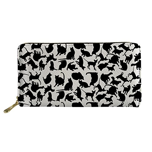 FJQWKLF Tier Bedruckte PU-Leder-Frauen-Handtasche Lange Geldbörse Cat1 von FJQWKLF
