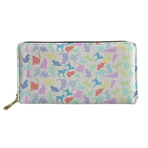 FJQWKLF Tier Bedruckte PU-Leder-Frauen-Handtasche Lange Geldbörse Cat3 von FJQWKLF