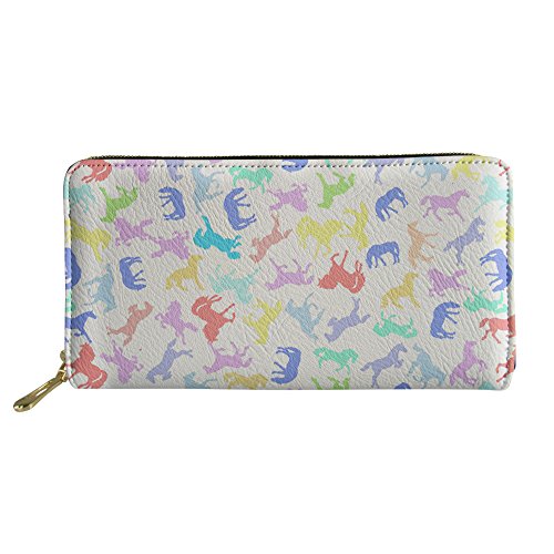 FJQWKLF Tier Bedruckte PU-Leder-Frauen-Handtasche Lange Geldbörse Horse3 von FJQWKLF