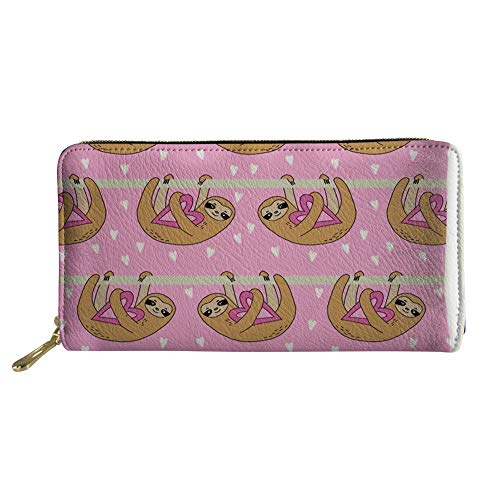 FJQWKLF Tier gedruckte PU-Leder-Frauen-Handtasche-Lange Geldbörsen-Geldbeutel-Faultier #10 von FJQWKLF