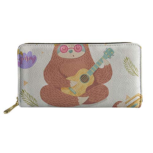 FJQWKLF Tier gedruckte PU-Leder-Frauen-Handtasche-Lange Geldbörsen-Geldbeutel-Faultier #7 von FJQWKLF