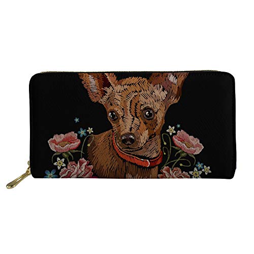 FJQWKLF Tier gedruckte PU-Leder-Frauen-Handtasche-Lange Geldbörsen-Geldbeutel-Hund#1 von FJQWKLF