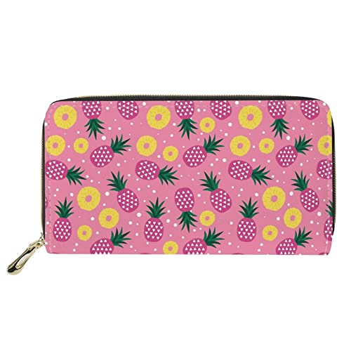 FJQWKLF Tropical Pine Print Damen PU Leder Brieftasche Kartenhalter Lässige Geldbörse Handtasche wasserdichte Clutch Bag von FJQWKLF