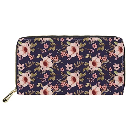 FJQWKLF Vintage Flower Wallet für Frauen PU-Geldbörse Reißverschluss um wasserdichte Kupplung Geldbörse Handtasche Mode Kartenhalter Fall von FJQWKLF