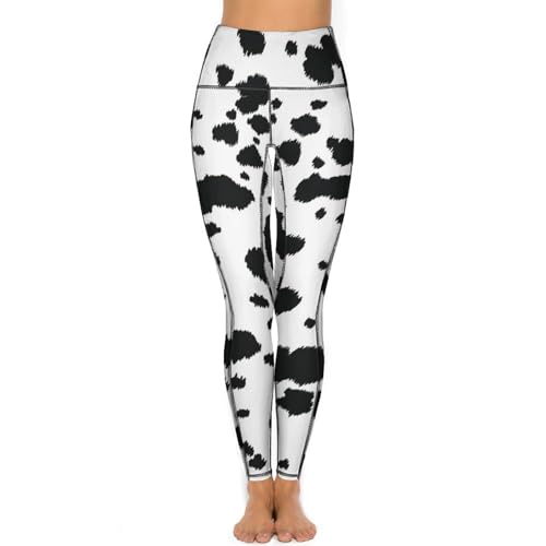 FJQWKLF Yogahose mit Dalmatiner-Druckmuster und Taschen, Yogahose mit hoher Taille, Workout-Leggings, Gym-Leggings für Damen von FJQWKLF