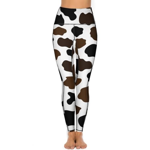 FJQWKLF Yogahose mit Kuh-Print und Taschen, hohe Taille, Yogahose, Workout-Leggings, Gym-Leggings für Damen von FJQWKLF