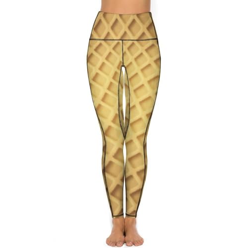 FJQWKLF Yogahose mit Waffelmuster und Taschen, hohe Taille, Yogahose, Workout-Leggings, Gym-Leggings für Damen von FJQWKLF