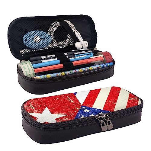 Federmäppchen mit großem Fassungsvermögen, Markierungsstift-Bleistifttasche, Schreibwarentasche, Stifthalter, kompatibel mit kubanischer und amerikanischer Grunge-Flagge für das Büro, das College von FJQWKLF