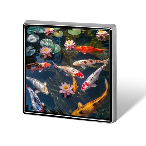 Feng Shui Neun Fische Quadratisches Abzeichen Personalisierte Button Brosche Anstecknadeln Broschen für Frauen Männer von FJQWKLF