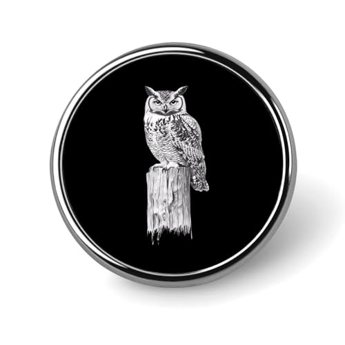 Handgezeichnete Eule, runde Brosche, niedliche Anstecknadeln, Dekoration, Schmuck für Männer und Frauen, Anstecknadeln aus Metall von FJQWKLF