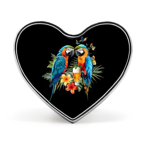 Hawaiianische Papageien und Bier, elegante Revers-Krawattennadel für Herren, Herzknöpfe, Brosche, Anstecknadel, Schmuck für Damen, Kleidung, Hutzubehör von FJQWKLF