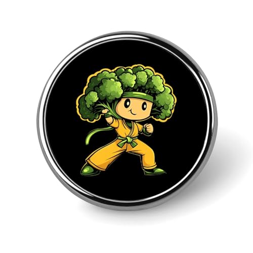 Karate-Brokkoli, runde Brosche, niedliche Anstecknadeln, Dekoration, Schmuck für Männer und Frauen, Metall-Anstecknadeln von FJQWKLF