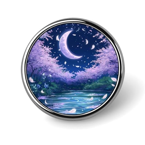 Kirschblumen Sternenhimmel Fallende Federn Runde Brosche Niedliche Anstecknadeln Dekoration Schmuck für Männer Frauen Metall Anstecknadeln von FJQWKLF