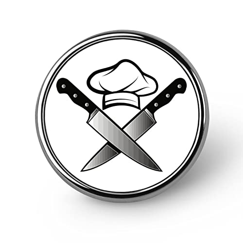 Kochmütze mit Messern, lustige runde Brosche, Revers, Krawattennadel, Schmuck, Dekoration, Abzeichen für Männer und Frauen, trendig von FJQWKLF