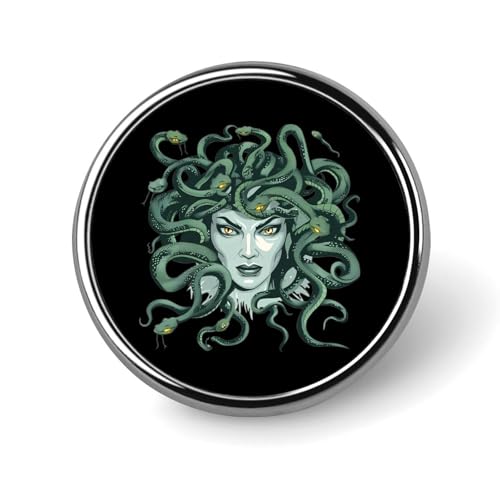 Medusa Grüne Schlangen Runde Brosche Niedliche Anstecknadeln Dekoration Schmuck für Männer Frauen Metall Anstecknadeln von FJQWKLF