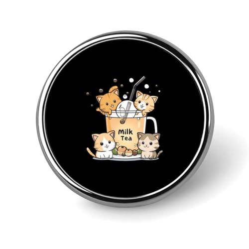 Milk Tea Pearls Cat Love Runde Anstecker Button Brosche Anstecknadeln Personalisierte Kleidung Dekoration für Damen Herren von FJQWKLF