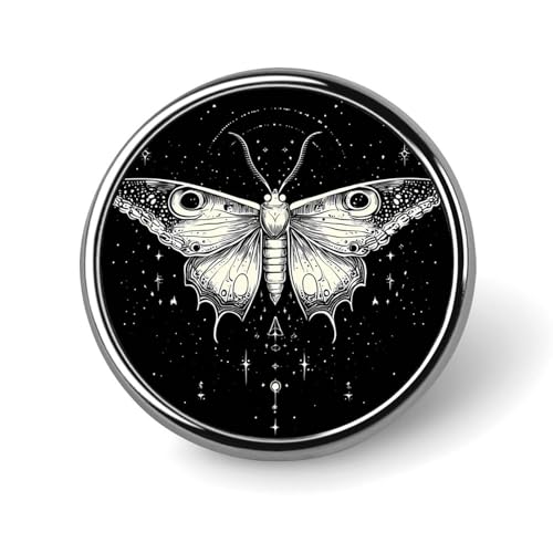 Mondmotte Sternenhimmel Runde Brosche Niedliche Anstecknadeln Dekoration Schmuck für Männer Frauen Metall Anstecknadeln von FJQWKLF