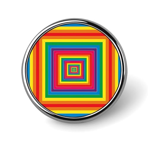 Quadratische abstrakte Regenbogenmuster Runde Brosche Anstecknadeln Krawatte Anzug Kleid Zubehör Hochzeit Geburtstag Für Männer Frauen von FJQWKLF