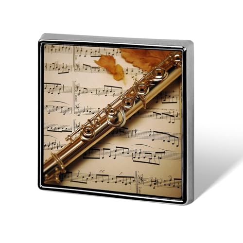 Quadratischer Anstecker mit Musiknoten-Aufdruck, Metallknopf, dekorativer Knopf, Brosche, Anstecknadeln, Tasche, Hut, Zubehör für Frauen und Männer, Aluminium von FJQWKLF