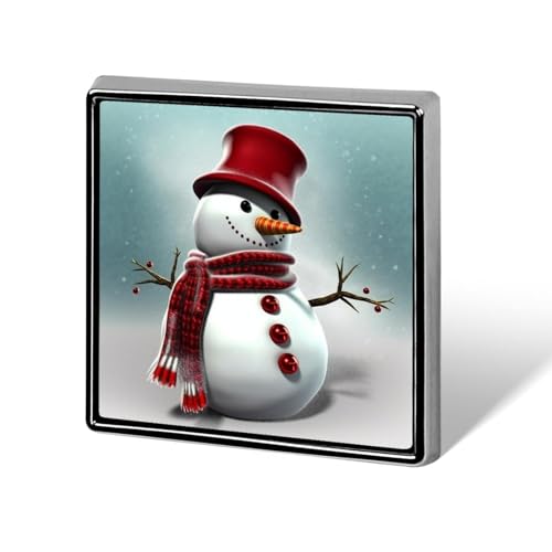Quadratischer Anstecker mit Weihnachts-Schneemann-Aufdruck, Metallknopf, dekorativer Knopf, Brosche, Anstecknadeln, Tasche, Hut, Zubehör für Frauen und Männer, Aluminium von FJQWKLF