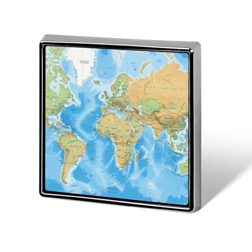 Quadratischer Anstecker mit Weltkarte-Aufdruck, Metallknopf, dekorativer Knopf, Brosche, Anstecknadeln, Tasche, Hut, Zubehör für Frauen und Männer, Aluminium von FJQWKLF