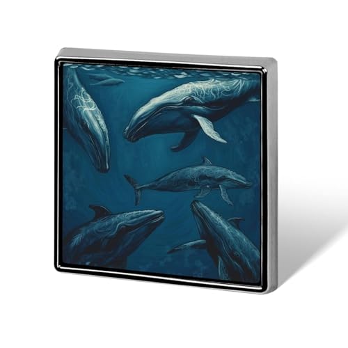 Quadratischer Anstecker mit wal-Aufdruck, Metallknopf, dekorativer Knopf, Brosche, Anstecknadeln, Tasche, Hut, Zubehör für Frauen und Männer, Aluminium von FJQWKLF