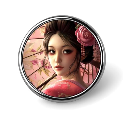 Runde Anstecker mit japanischem Geisha-Mädchen-Kleid, personalisierte Knopfbrosche, Anstecknadeln zur Dekoration der Kleidung von FJQWKLF