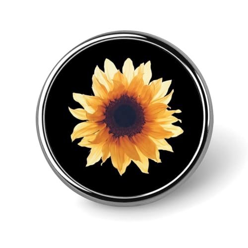 Runde Brosche mit Aquarell-Sonnenblumen-Motiv, niedliche Anstecknadeln, Dekoration, Schmuck für Männer und Frauen, Anstecknadeln aus Metall von FJQWKLF