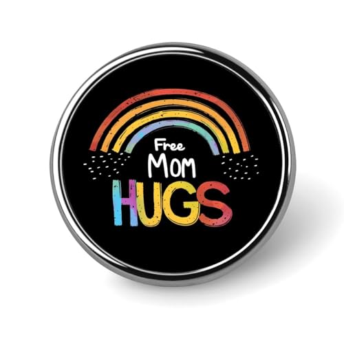 Runde Brosche mit Aufschrift „Free Mom Hugs Proud LGBT, Regenbogen, niedliche Anstecknadeln, Dekoration, Schmuck für Männer und Frauen, Anstecknadeln aus Metall von FJQWKLF