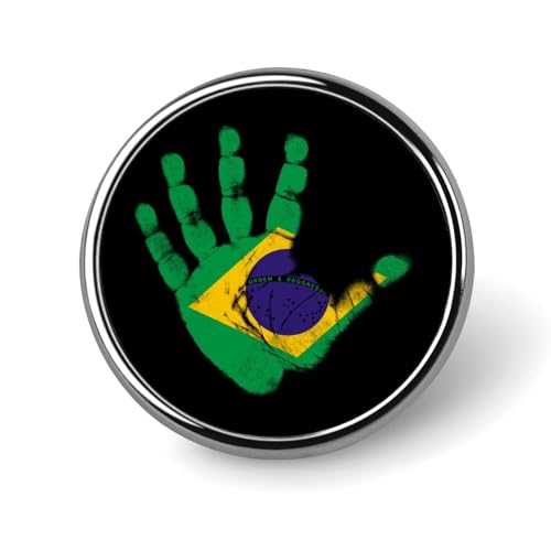 Runde Brosche mit Brasilien-Flagge und Palmendruck, niedliche Anstecknadeln, Dekoration, Schmuck für Männer und Frauen, Anstecknadeln aus Metall von FJQWKLF