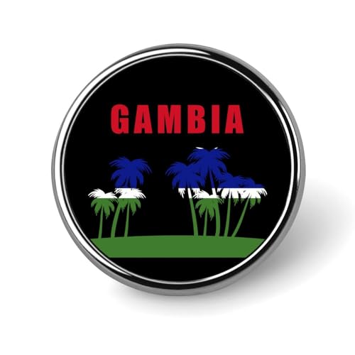 Runde Brosche mit Palmen-Gambia-Flagge, niedliche Anstecknadeln, Dekoration, Schmuck für Männer und Frauen, Anstecknadeln aus Metall von FJQWKLF