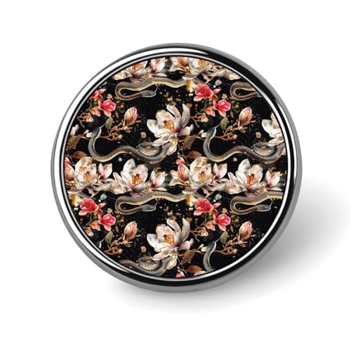 Runde Brosche mit Schlangenblumenmuster, niedliche Anstecknadeln, Dekoration, Schmuck für Männer und Frauen, Anstecknadeln aus Metall von FJQWKLF