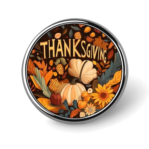 Runde Brosche mit Thanksgiving-Motiv, Herbst, Bauernhof, Kürbisse, niedliche Anstecknadeln, Dekoration, Schmuck für Männer und Frauen, Anstecknadeln aus Metall von FJQWKLF