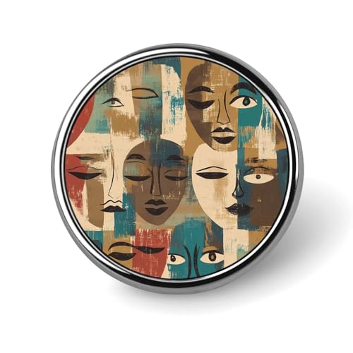 Runde Brosche mit afrikanischen Gesichtern, Kunstmasken, niedliche Anstecknadeln, Dekoration, Schmuck für Männer und Frauen, Anstecknadeln aus Metall von FJQWKLF