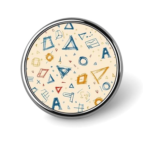 Runde Brosche mit mathematischen und geometrischen Alphabet-Kritzeleien, niedliche Anstecknadeln, Dekoration, Schmuck für Männer und Frauen, Anstecknadeln aus Metall von FJQWKLF
