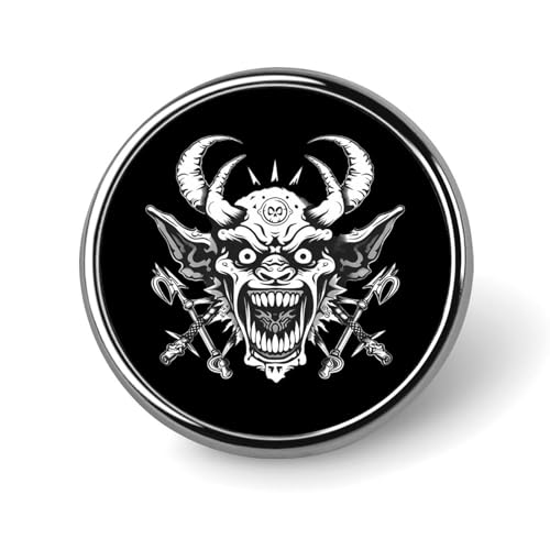 Samurai-Krieger, Oni-Maske, runde Brosche, niedliche Anstecknadeln, Dekoration, Schmuck für Männer und Frauen, Anstecknadeln aus Metall von FJQWKLF