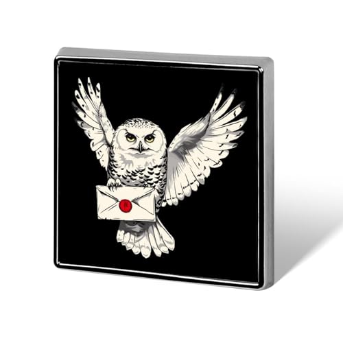 Schneeeule Messenger Square Revers Krawattennadel Knöpfe Brosche Abzeichen Anstecknadel Kleidung Hut Zubehör für Männer Frauen von FJQWKLF
